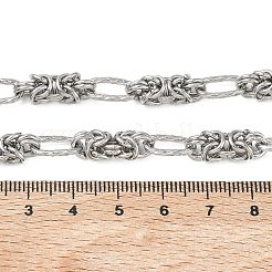 6mm 304ステンレススチール製テクスチャード加工ビザンチンチェーンネックレス（女性用）  変色なし  ステンレス鋼色  17.32インチ（44cm）&nbsp;NJEW-G201-06P