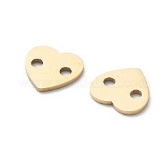 304ステンレススチールレーザーカットハートコネクターチャーム  イオンプレーティング（ip）  14KGP本金メッキ  10x10.5x1mm  穴：1.9mm&nbsp;STAS-M111-16G-01