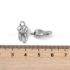 316サージカルステンレスペンダント  歯のチャーム  アンティークシルバー  17x8x6mm  穴：2.3mm&nbsp;STAS-G349-15AS
