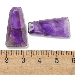 天然石アメジストペンダント  ファセット台形チャーム  25x13x4mm  穴：1mm&nbsp;G-G123-02G