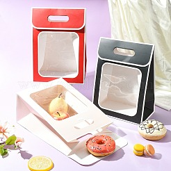 12個 4種類のスタイルの紙製梱包トートバッグ  プラスチック製の見える窓付き  長方形  ミックスカラー  21.5x13x29.3~30cm  3個/スタイル&nbsp;ABAG-CJ0001-07