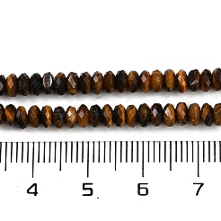 天然石タイガーアイビーズ連売り  多面カット  ロンデル  4x2mm  穴：0.6mm  約80個/連  15.55''（39.5センチメートル）&nbsp;G-P553-F03-01