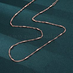 女性用真鍮シンガポールチェーンネックレス  304ステンレススチール製カニカン付き  ラックめっき  鉛フリー＆カドミウムフリー  長持ちメッキ  ローズゴールド  17.76インチ（45.1cm）&nbsp;NJEW-D302-04RG