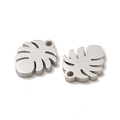 変色しない304ステンレススチールチャーム  モンステラ葉  ステンレス鋼色  12x9.5x1.4mm  穴：1.4mm&nbsp;STAS-M089-39P