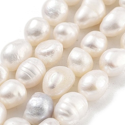 天然養殖淡水パールビーズ連売り  研磨両側  グレード3 A  フローラルホワイト  8~9mm  穴：0.5mm  約19個/連  6.89''（17.5センチメートル）&nbsp;PEAR-P062-26D