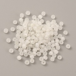 100g 蓄光フロストガラスビーズ  暗闇で光る  ロンデル  ホワイト  4x3.5mm  穴：1.2mm&nbsp;FGLA-WH0003-01J