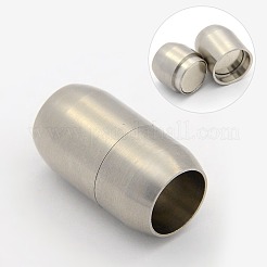 変色しにくいつや消し304ステンレススチール製マグネット留め具、接着端付き  バレル  ステンレス鋼色  19x10mm  穴：6mm&nbsp;STAS-N002-21-6mm