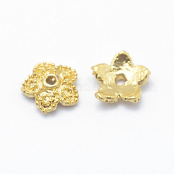 真鍮製ビーズキャップ  5花びら  18KGP本金メッキ  鉛フリー＆カドミウムフリー＆ニッケルフリー  花  7.5x2mm  穴：1mm&nbsp;LS-KK-K185-58A-NR