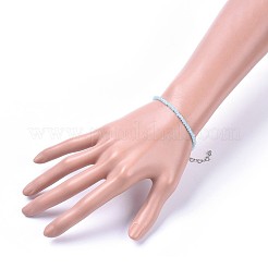 多面カットガラスビーズのブレスレット  304ステンレススチール製金具付き  ライトスカイブルー  7-1/4インチ（18.3cm）  3mm&nbsp;BJEW-JB04593-01