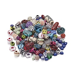 混合アンティーク調のアクリルビーズ/ペンダント  混合図形  ミックスカラー  7~25x7~20x4~13mm  穴：1~4mm&nbsp;MACR-YW0001-33