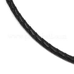 ネックレス作りのための編みこみの革コード  真鍮製のロブスター留め金付き  ブラック  18.1インチ  3mm&nbsp;NCOR-D002-17A