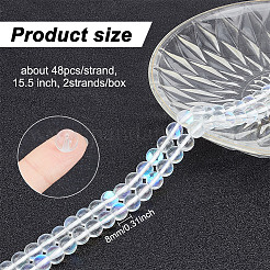 2連売り合成ムーンストーンビーズ連売り  ラウンド  8mm  穴：1mm  約48個/連  14.57~15.35インチ（37~39cm）&nbsp;G-GO0001-25B