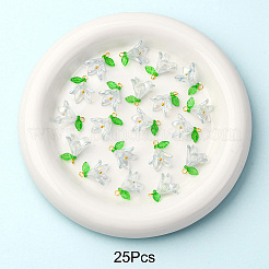 50個透明アクリルパーツ  花  真鍮パーツ  淡いターコイズ  16mm  穴：2mm  50個/セット&nbsp;PALLOY-FS00038-04