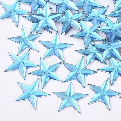 プラスチックカボション  スター  空色  13x14x1.5mm  約2000個/袋&nbsp;KY-T012-02F-1