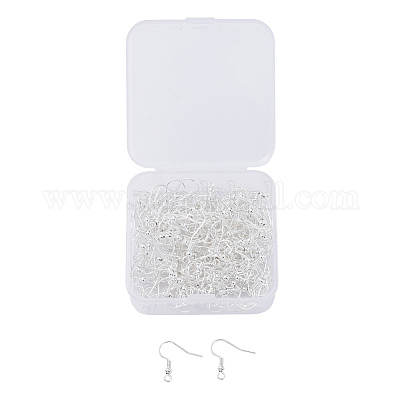 アイアン製ピアスフック  耳ワイヤー  水平ループ付き  ぶら下がりイヤリング作りに  銀  18x0.8mm  20ゲージ  穴：2mm  200個/箱&nbsp;IFIN-YW0001-07S-1