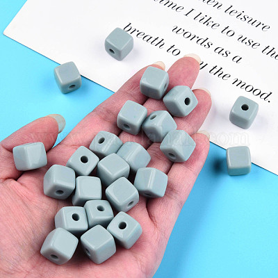 不透明なアクリルビーズ  キューブ  アクア  12.5x12.5x12.5mm  穴：3.5mm  約263個/500g&nbsp;MACR-S373-141-A03-1