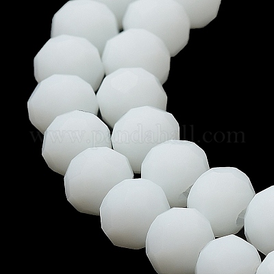 ガラスビーズ連売り  多面カット  艶消し  ロンデル  ホワイト  3.5~3.8mm  穴：0.8~1mm  約105~110個/連  29~31cm&nbsp;EGLA-A034-P3mm-MD01-1