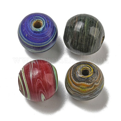 手作りランプワークビーズ  ラウンド  ミックスカラー  20mm  穴：4mm&nbsp;LAMP-B027-01-1