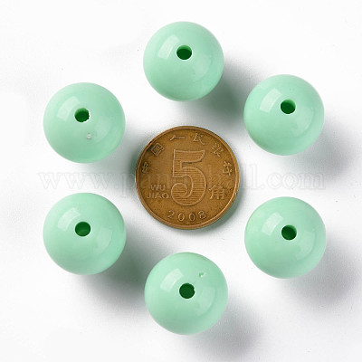 不透明なアクリルビーズ  ラウンド  アクアマリン  16x15mm  穴：2.8mm  約220個/500g&nbsp;MACR-S370-C16mm-A05-1