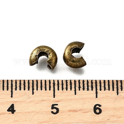 アイアン製つぶし玉カバーカシメ玉カバー  ニッケルフリー  アンティークブロンズ  直径5mm  穴：1.5~1.8mm&nbsp;IFIN-H030-NFAB-NF-1