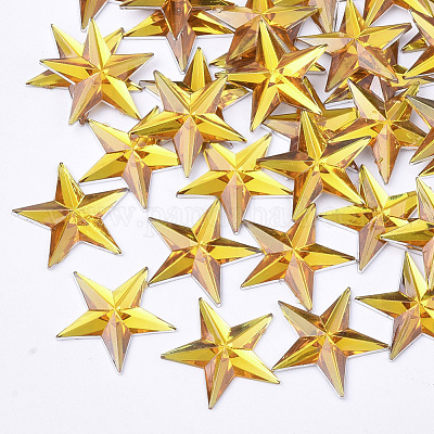 プラスチックカボション  スター  ゴールド  13x14x1.5mm  約2000個/袋&nbsp;KY-T012-02D-1