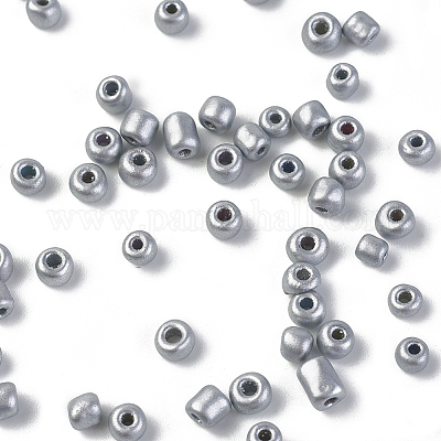 焼付塗装ガラスシードビーズ  銀  8/0  3mm  穴：1mm  約10000個/袋&nbsp;SEED-S002-K29-1
