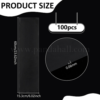 PEプラスチックバッグ  長方形  透明  60x15.3x0.006cm&nbsp;LS-ABAG-WH0063-092-1