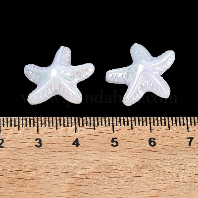 プラスチックビーズを電気メッキ  ヒトデ  ホワイト  19~19.5x19.5x8.8mm  穴：1.8mm&nbsp;KY-Z002-03-1