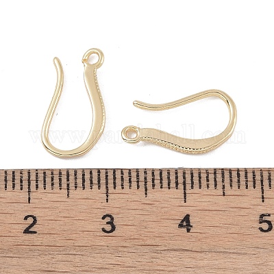 真鍮のピアスフック  釣り針  ゴールドカラー  15x8.5x1.5mm  穴：1mm&nbsp;KK-U008-05G-1