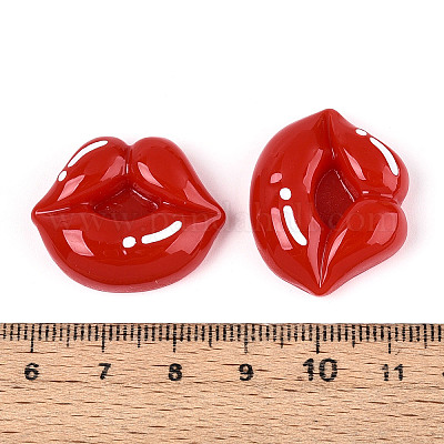オペーク樹脂カボション  リップ  レッド  22~22.5x27.9x8mm&nbsp;CRES-T025-14A-1