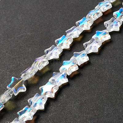 透明なガラスビーズ連  スター  透明  10x10x4mm  穴：0.8mm  約40個/連  13.39~14.17インチ（34~36cm）&nbsp;GLAA-K057-01K-1
