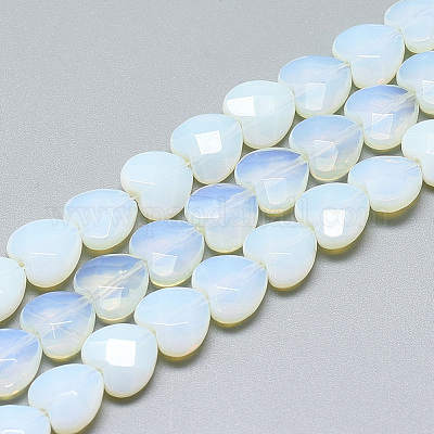 オパールビーズ連売り  多面カット  ハート  10x10x5mm  穴：1.2mm  約20個/連  7.4インチ&nbsp;G-S357-E01-15-1