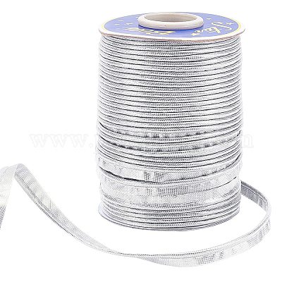 ポリエステルリボン  フラット  銀  3/8インチ（10x1.5mm）  約60.15ヤード（55m）/ロール&nbsp;OCOR-WH0068-28B-1