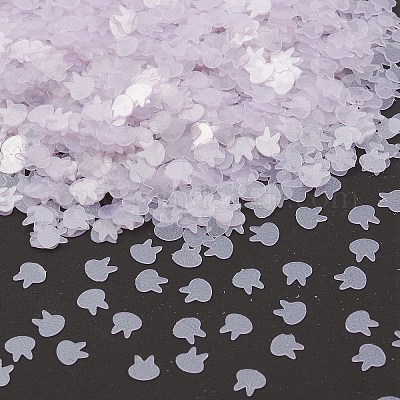 プラスチックスパンコール  縫製工芸品の装飾  ウサギの頭部  ラベンダー  4x4x0.2mm&nbsp;PVC-R024-04B-1