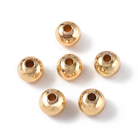 真鍮ビーズ  ラウンド  ラックめっき  長持ちメッキ  鉛フリー＆カドミウムフリー  18KGP本金メッキ  4x3mm  穴：1.8mm&nbsp;KK-E070-01H-18G-RS-1