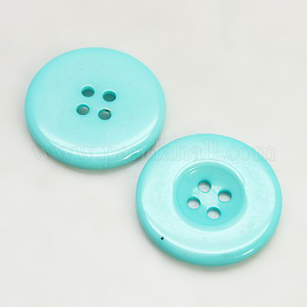 樹脂ボタン  染め  フラットラウンド  シアン  23x3mm&nbsp;RESI-D033-23mm-11-1