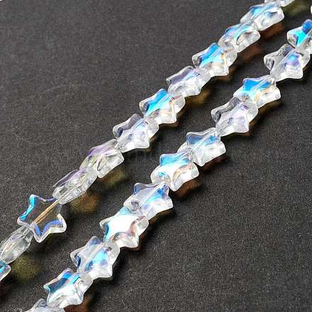 透明なガラスビーズ連  スター  透明  10x10x4mm  穴：0.8mm  約40個/連  13.39~14.17インチ（34~36cm）&nbsp;GLAA-K057-01K-1