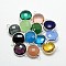 Silver Color Plated Brass Glass Links connectors, Flat Round, Mixed Color, 16x11x5mm, Hole: 2mm