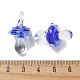 手作りランプワークペンダント  バンピー  キノコ  ブルー  24.5~29.5x15~18.5mm  穴：2~5mm&nbsp;LAMP-M021-01D-3