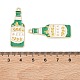 合金エナメルチャーム  ビール瓶チャーム  ゴールドカラー  シーグリーン  37x12.5x1.5mm  穴：1.8mm&nbsp;FIND-H020-01C-G-3