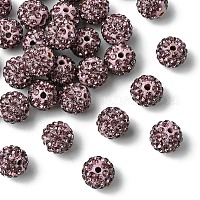 30個の舗装ディスコボールビーズ  樹脂粘土ラインストーンビーズ  ラウンド  ライトアメジスト  pp13（1.9~2mm）  6列ラインストーン  10mm  穴：1.5mm&nbsp;RB-YW0001-14P