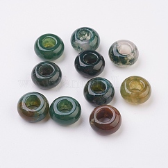 天然なインディアンアゲートヨーロッパのビーズ  大穴ビーズ  ロンデル  14x7~8mm  穴：6mm