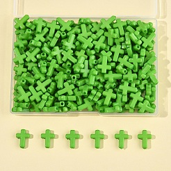 200個の不透明なアクリルビーズ  クロス  緑黄  16x12x4.5mm&nbsp;SACR-FS0001-39C