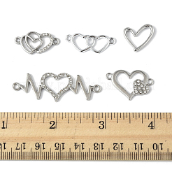 30個 5スタイル 合金クリスタルラインストーンリンク/コネクター  ハート  プラチナ  10.5~41x13.5~27x1.5~3mm  穴：1.5~2mm&nbsp;ALRI-FS0001-09