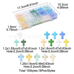 270 個 18 スタイル不透明なアクリル ビーズ  クロス  ミックスカラー  15.5~16x12~12.5x4.5mm  18個/スタイル&nbsp;SACR-FS0001-41A