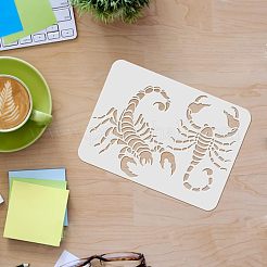 大きなプラスチック製の再利用可能な描画絵画ステンシル テンプレート  スクラップブック、布地、タイル、床、家具、木材の塗装用  長方形  サソリの模様  297x210mm&nbsp;DIY-WH0202-197
