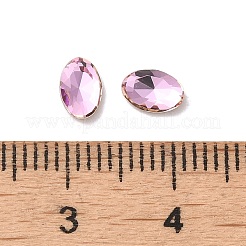 ガラスラインストーンカボション  ポイントバック＆バックメッキ  多面カット  オーバル  ライトローズ  6x4x2mm&nbsp;RGLA-P037-08A-D223