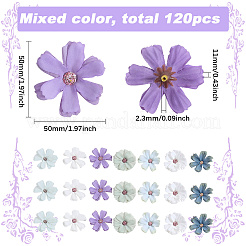 布製造花ヘッド120色6個  diyの工芸品の結婚式の家の装飾のため  ミックスカラー  50x50x11mm  穴：2.3mm  20個/カラー&nbsp;AJEW-SP0001-45