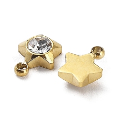 イオンプレーティング（IP）304ステンレスペンダント  ガラスと  星のチャーム  18KGP本金メッキ  16.5x6x2.5mm  穴：1.2mm&nbsp;STAS-Q254-35G