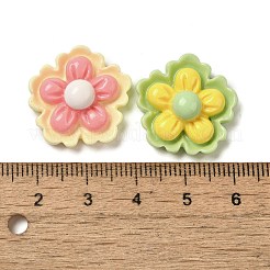 不透明な漫画樹脂デコデンカボション  ミックスカラー  花  21.5x21x8.5mm&nbsp;RESI-Q231-02